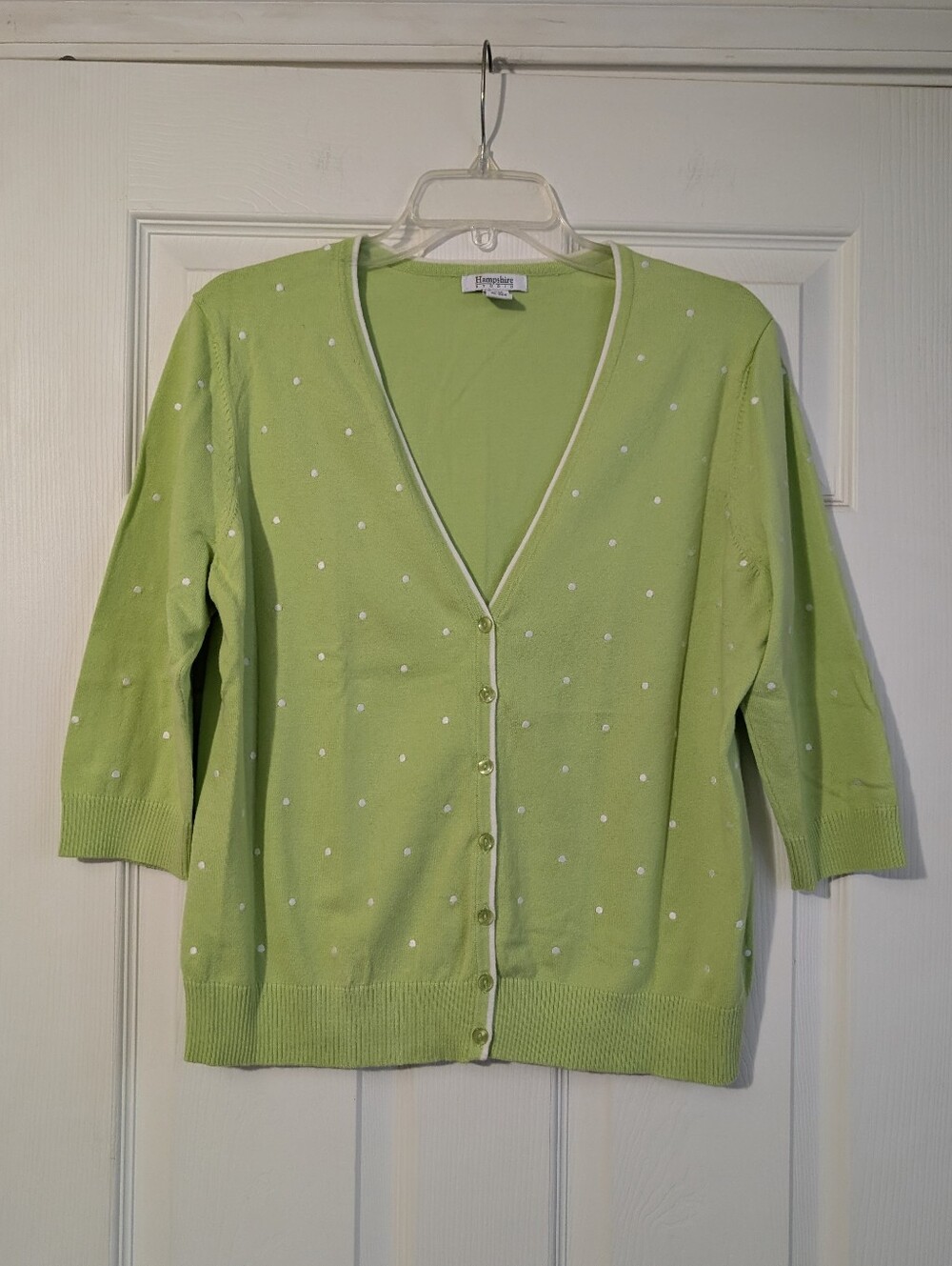 Hampshire Studio Lime Green Polka Dot Cardigan Size PL